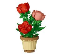 NHQZ Fleurs en Blocs de Construction Mini Plantes Plantes en Blocs de Construction Bonsaï avec Pot de Fleurs Collection Botanique en Blocs, Rose, 1 pièce
