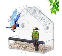 NHQZ Mangeoire à Oiseaux Transparente pour Fenêtre 15x15x6cm avec 3 Ventouses Puissantes Maison Oiseaux Sauvages Moineaux Observation Nature Distribution Nourriture Installation Facile Cadeau