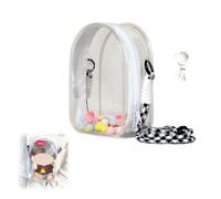 NHQZ Porte-clés Sac à Dos Transparent Labubu, Mini Sac à Dos pour poupée Labubu de 17 cm, Accessoires pour poupées Labubu, Comprend Un Porte-clés et Un Pompon (Blanc, Transparent)