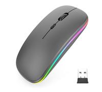 NHQZ Souris sans Fil Rechargeable Souris rétroéclairée de 7 Couleurs avec Mini récepteur USB de 2,4 GHz Souris Gaming Compatible avec Ordinateur Portable PC Ordinateur