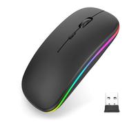 NHQZ Souris sans Fil Rechargeable Souris rétroéclairée de 7 Couleurs avec Mini récepteur USB de 2,4 GHz Souris Gaming Compatible avec Ordinateur Portable PC Ordinateur(e)