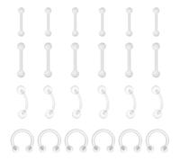 NHQZ support de perçage d'oreille flexible 24pièces perçage de lèvre acrylique piercing de sourcil cerceau spirale membrane de tragus anneau de fer à cheval piercing bijoux