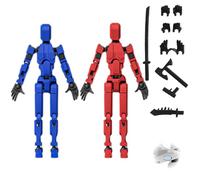NHQZ T13 Action Figurine,2 pièces Dummy 13 Lucky Robot,Titan 13,3D-Imprimé multi-articulées imprimé jouet robot magnétique,décorations de bureau pour les amateurs de jeux (Bleu et rouge)