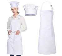 NHQZ Toque de chef unisexe, ensemble tablier de toque de chef, toque de chef homme, toque de chef femme, toque de chef réglable, toque de chef en coton
