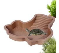 Nhujevkom Baignoire pour reptiles - Baignoire à eau pour tortue | Piscine de bain avec rampe, décoration d'aquarium pour animaux domestiques, bol de nourriture pour amphibiens, grenouilles, lézards