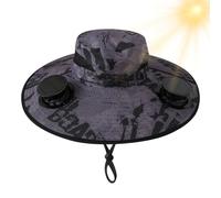 Nhujevkom Chapeau de pêche avec ventilateurs à énergie solaire - Chapeau de soleil réglable et pliable pour homme, pour la plage, la pêche, le golf, les voyages, le camping, la randonnée, gris foncé