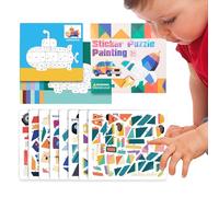 Nhujevkom Livre De Puzzles Autocollants,Art Autocollant Éducatif Animaux Dessin Animé 3D | Jeux d'apprentissage pour la Motricité Fine avec Véhicules de Dessin Animé Jouets Éducatifs pour Maternelle