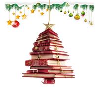 Nhujevkom Ornements de Sapin de Noël | Pendentif Livre 2D pour Décorations de Noël - Pendatif Décorations Fêtes pour Intérieur Extérieur Maison Bureau Bibliothèque Étagère Fête Cheminée | Jardin Cour