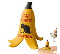Nhujevkom Panneau de Prudence Vomissures Chat,Signe Vertical pour Table - Décor Drôle en Forme de Peau de Banane avec Avertissement pour Chat et Chien Destiné aux Collectionneurs de Curiosités et