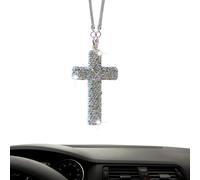 Nhujevkom Pendentif de voiture en forme de croix en pour rétroviseur de voiture à suspendre - Accessoires automobiles religieux chrétiens pour intérieur femme homme camion salon famille église