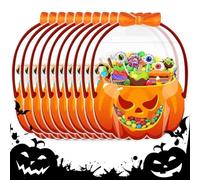 Nhujevkom Sachet Transparent Halloween - 10 Sacs à Bonbons Refermables avec Poignées - Fournitures de Fête | pour Événements Scolaires Cadeaux et Collecte de Friandises Automnales