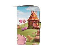 NHYDSPQ Portefeuille en cuir, imprimé Candy Land, portefeuille en cuir pour femme, portefeuille à pince à billets, portefeuille à fermeture éclair pour homme et femme, 19,7 x 11 x 3,5 cm, style, 19,7