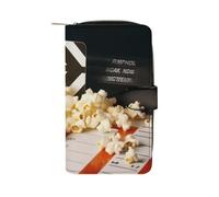 NHYDSPQ Portefeuille en cuir, portefeuille imprimé cinéma et pop-corn, portefeuille en cuir pour femme, portefeuille à fermeture éclair pour homme et femme, 19,7 x 11 x 3,5 cm, style, 19,7 x 11 x 3,5