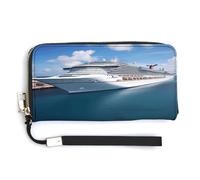 NHYDSPQ Portefeuille pour femme, imprimé bateau de croisière, portefeuille en cuir synthétique avec fermeture éclair autour du poignet, sac à main long, style moderne, 20 x 10,5 cm, Style :,