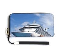 NHYDSPQ Portefeuille pour femme, imprimé bateau de croisière, portefeuille en cuir synthétique avec fermeture éclair autour du poignet, sac à main long, style moderne, 20 x 10,5 cm, Style :,