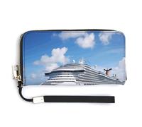 NHYDSPQ Portefeuille pour femme, imprimé bateau de croisière, portefeuille en cuir synthétique avec fermeture éclair autour du poignet, 20 x 10,5 cm, style, 20 x 10,5 cm, moderne, Style :,