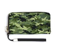 NHYDSPQ Portefeuille pour femme, imprimé camouflage vert, portefeuille en cuir synthétique avec fermeture éclair sur le pourtour, sac à main long, style moderne, 20 x 10,5 cm, Style :, 20.0*10.5cm,