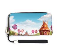 NHYDSPQ Portefeuille pour femme, imprimé Candy Land, portefeuille en cuir synthétique avec fermeture éclair autour du poignet, sac à main long, style moderne, 20 x 10,5 cm, Style :, 20.0*10.5cm,