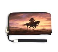 NHYDSPQ Portefeuille pour femme, imprimé cowboy West en cuir synthétique, fermeture éclair autour du poignet, sac à main long, style moderne, 20 x 10,5 cm, Style :, 20.0*10.5cm, Moderne