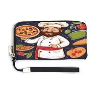 NHYDSPQ Portefeuille pour femme, imprimé pizza de chef, portefeuille en cuir synthétique avec fermeture éclair autour du poignet, sac à main long, style moderne, 20 x 10,5 cm, Style :, 20.0*10.5cm,