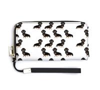NHYDSPQ Portefeuille pour femme, motif teckel Weiner Pet Dogs, pochette pour dames, portefeuille en cuir synthétique avec fermeture éclair autour du poignet, long sac à main, style moderne, 20 x 10,5