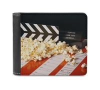NHYDSPQ Portefeuilles pour homme avec imprimé cinéma et pop-corn, portefeuille fin pour homme, portefeuille tendance à deux volets avec plusieurs emplacements pour cartes, style, taille unique,