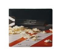 NHYDSPQ Portefeuilles pour homme avec imprimé cinéma et pop-corn, portefeuille fin pour homme, portefeuille tendance à deux volets avec plusieurs emplacements pour cartes, style, taille unique,