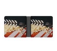 NHYDSPQ Portefeuilles pour homme avec imprimé cinéma et pop-corn, portefeuille fin pour homme, portefeuille tendance à deux volets avec plusieurs emplacements pour cartes, style, taille unique,