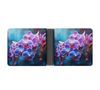 NHYDSPQ Portefeuilles pour homme avec imprimé fleurs d'orchidées colorées, portefeuille fin pour homme, portefeuille tendance à deux volets avec plusieurs emplacements pour cartes, style, taille