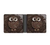 NHYDSPQ Portefeuilles pour homme, motif grains de café, hibou, portefeuille fin pour homme, portefeuille tendance à deux volets avec plusieurs emplacements pour cartes, style, taille unique, moderne,