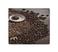 NHYDSPQ Portefeuilles pour homme, motif grains de café, hibou, portefeuille fin pour homme, portefeuille tendance à deux volets avec plusieurs emplacements pour cartes, style, taille unique, moderne,