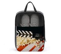 NHYDSPQ Sac à chaussures de voyage, sac à chaussures imprimé cinéma et pop-corn, pochette à chaussures portable pour les voyages et le rangement quotidien, style, style, taille unique, moderne, Style