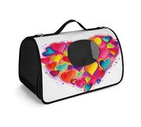 NHYDSPQ Sac à main pour animal de compagnie, imprimé cœur coloré, sac à main pour animal de compagnie, sac de transport tendance pour chat et petit chien, tout voyage et activité de plein air, 45 x 26
