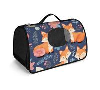 NHYDSPQ Sac à main pour animal de compagnie, sac à main mignon imprimé renard fleur, sac de transport tendance pour chat et petit chien, tout voyage et activité de plein air, 45 x 26 x 23,5 cm, style