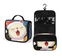 NHYDSPQ Trousse de toilette à suspendre, motif chat mignon chantant des chants de Noël, trousse de toilette, trousse de voyage, crochet de suspension multifonction pour femmes et hommes, style, 22,5 x