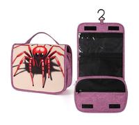 NHYDSPQ Trousse de toilette, jolie petite araignée rouge, trousse de maquillage de voyage avec crochet de suspension adaptée pour les articles de toilette, essentiels de voyage, style, taille unique,