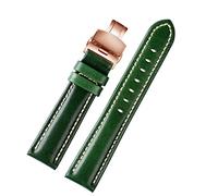 NHYHEHMR 18mm 20mm 22mm Bamboo Pattern Soft Cowhide Strap Men Butterfly Buckle Ostrich Leather Green Watchband Bracelet (Color : D RG Folding, Size : 22mm)