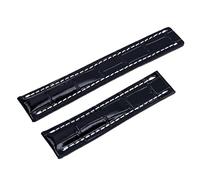 NHYHEHMR 22/24 mm ajustement pour Breitling Strap Italie Band de montre en cuir authentique Premier B01 Colt Chronograph Avenger Aviator 8 316L BOUCLE, BLK BAMBOO