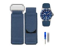 NHYHEHMR 22mm 24mm Nylon Watch Strap For Tudor BR Velcro Clasp Sports Watch Strap Steel Buckle NATO Strap Black Blue