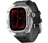 NHYHEHMR 49mm Clear Crystal Case and Rubber Strap Set，For Ultra 8 49mm Accessories，Women's Luxury Watch Strap Set For Ultra 8 Series Watch Upgrade