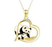 NHYHEHMR Accessoires Collier Panda pour femmes et filles, Jolie collier de coeur Panda pour bel ours animal, bijoux panda, collier de panda rouge pour filles, médaillon panda, pendentif Panda Coin