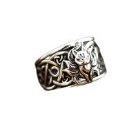 NHYHEHMR Acier en acier inoxydable à neuf queues Fox hommes anneaux Rock Hip-hop rétro punk vintage ring