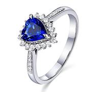 NHYHEHMR Affaire de mariage blanche 18K, coeur d'océan classique avec saphir 0,8ct et diamant cultivé en laboratoire