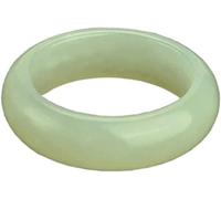 NHYHEHMR Anneau Nature Xinjiang Hetian Jade Yellow White Jade Anneaux Jadeite Ring Jewelry Brithday For Women and Men Box (Couleur: mince, taille: 17 mm)