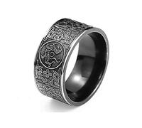 NHYHEHMR Anneaux classiques Mens Ring Four Corner Mythical Dragon Greek Symbols rétro Titanium Steel mâle Viking Punk Jewelry Gift