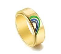 NHYHEHMR Anneaux d'amour pour les femmes, bagues de bande de mariage en acier inoxydable pour femme rouge orange jaune - l 1/2 8 mm amour arc-en-ciel pour le fiançailles de la mère