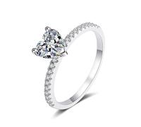 NHYHEHMR Anneaux gothiques pour les femmes, anneaux empilables pour femmes blancs avec un diamant cultivé en forme de coeur 1CT