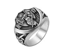 NHYHEHMR Archange St.Michael Religion Amulet Titanium Steel Men's Rings Punk Hip Hop For Man Boyfriend Biker Jewelry Créativité Créativité