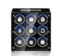NHYHEHMR Automatic Technology Watch Winder with LCD Screen and Remote Control, Unlock Button, LED Light with Silent Motor 5 Rotation Mode Setting Luxury Watch Storage Case (Color : A, Size : 9+0)