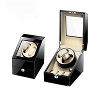 NHYHEHMR Automatic Watch Winder with Silent AC Adapter Or Battery Operation for 2+3 Watches Rotation Stops When The Lid is Opened 5 Rotation Modes with Lock and Key for Watch Storage (Color : D)